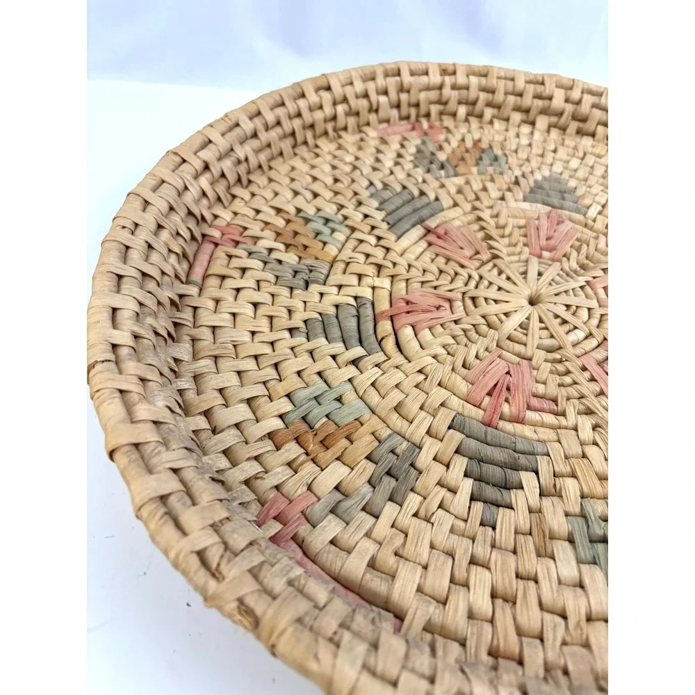 Vtg Southwest Native American Style‎ Basket Tray Papago Tohono Oodham Woven 16